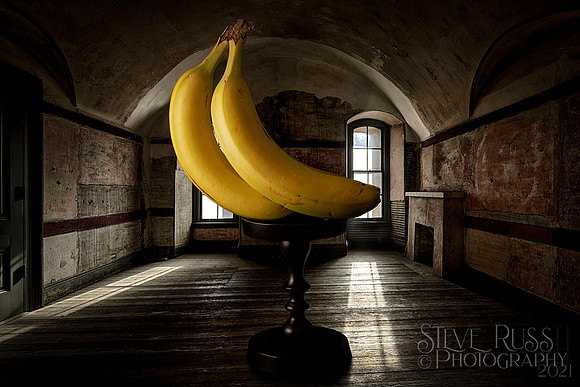 Bananas On Pedestal in Arched Room©